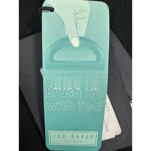 Ted Baker Sweater Mens 2XL Black Wool V Neck Textured Detail Lightweight NWT - Picture 5 of 16